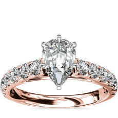 Riviera Cathedral Pavé Diamond Engagement Ring in 14k Rose Gold